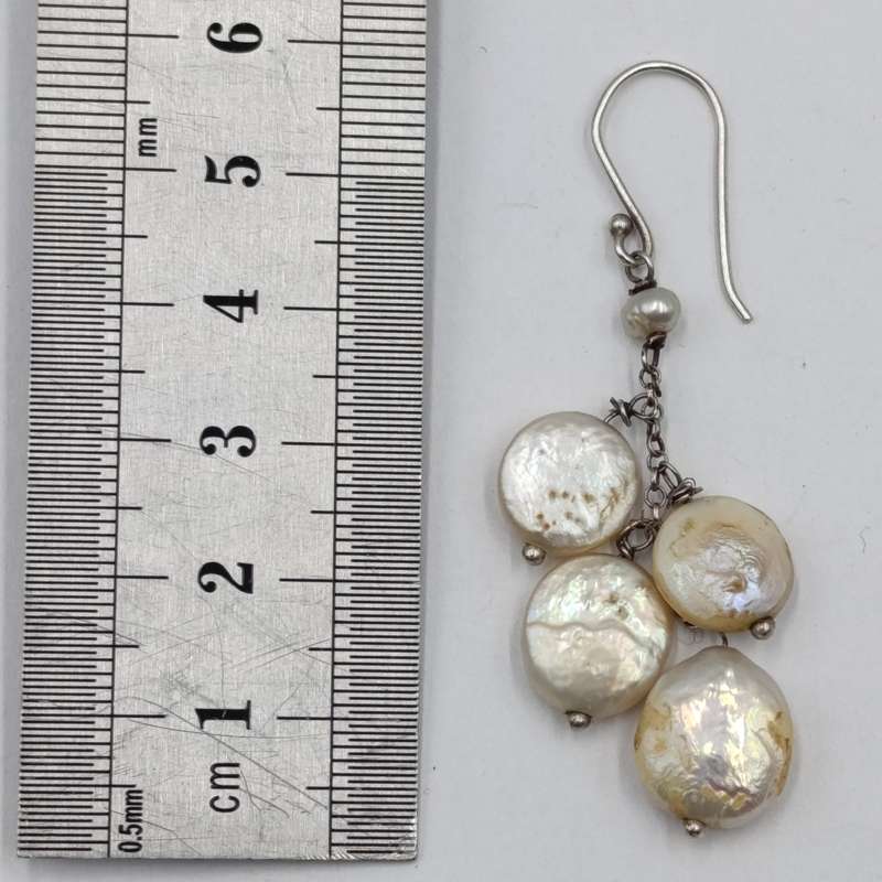 Pair of Sterling silver and cultured pearls earrings
