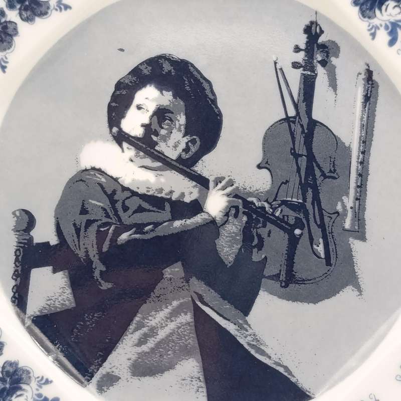 Vintage Delft The Flute player porcelain plate