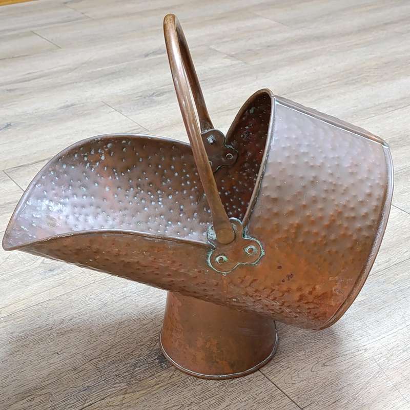 Vintage Hammered Copper coal bucket