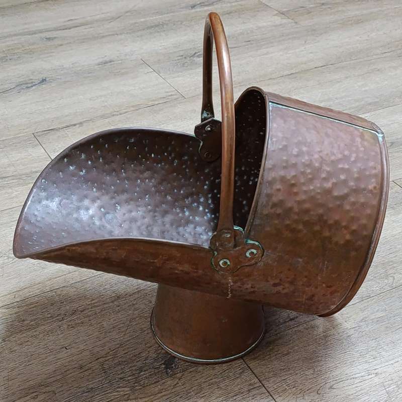 Vintage Hammered Copper coal bucket