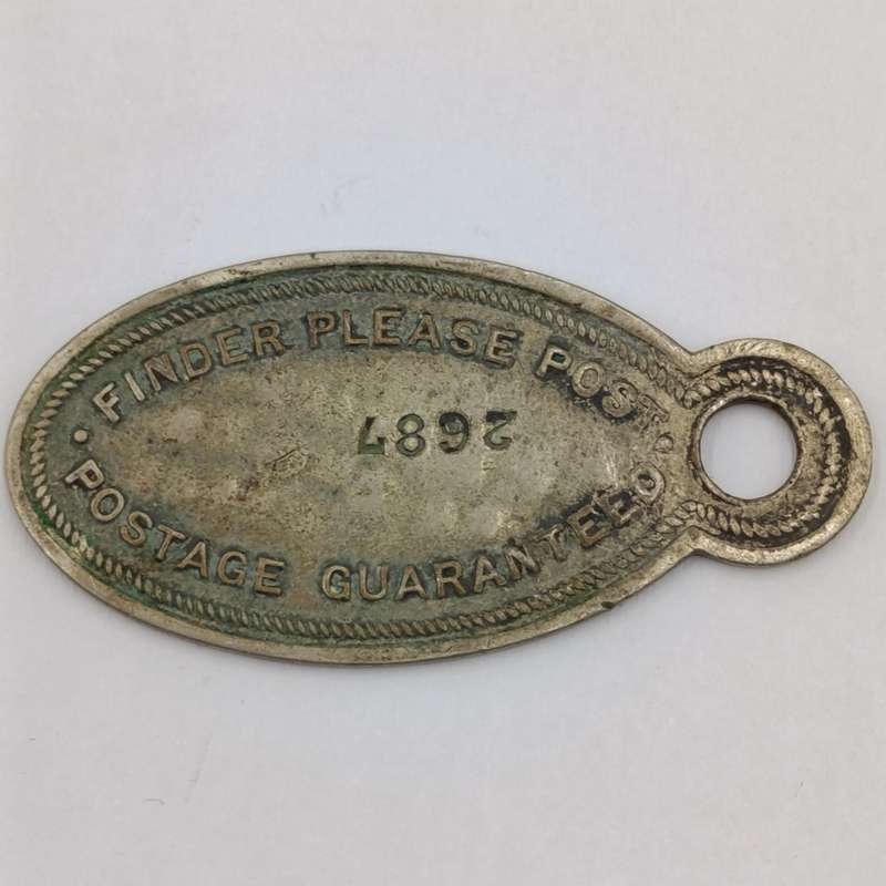 Vintage "If found return to" keyring tag