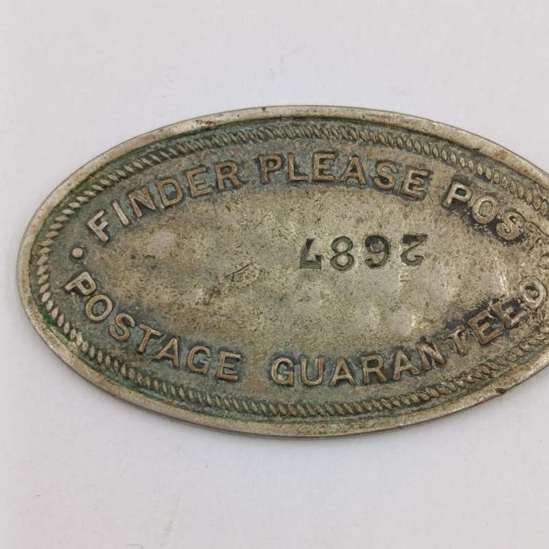 Vintage "If found return to" keyring tag