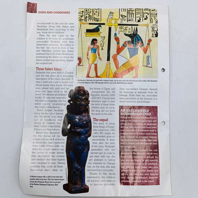 Lot of 5 gods of Ancient Egypt figurines with magazines