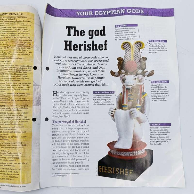 Lot of 5 gods of Ancient Egypt figurines with magazines