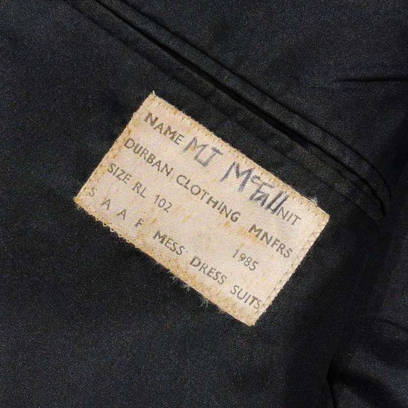 Sa Air Force Mess dress tunic of Captain MJ McFall with ranks and suspenders