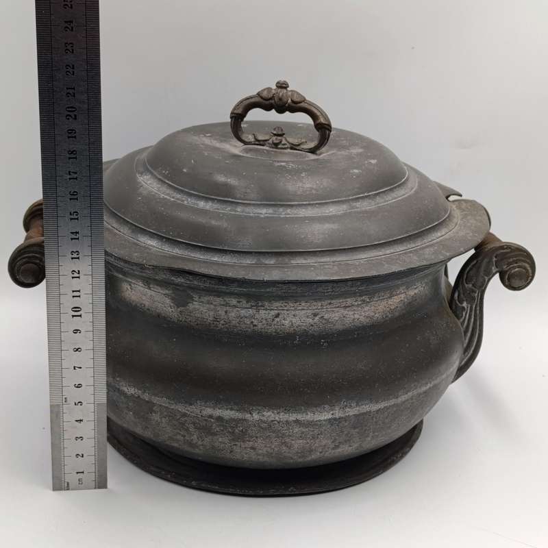 Antique Pewter soup tureen - no markings - circa 1880's