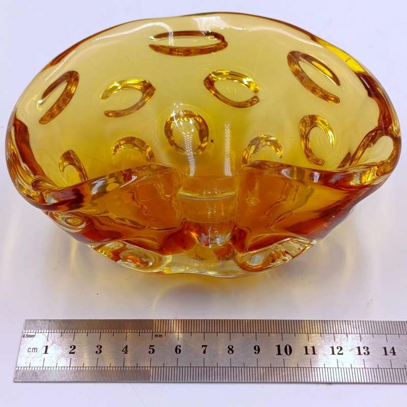 Vintage handmade Amber glass Murano ashtray