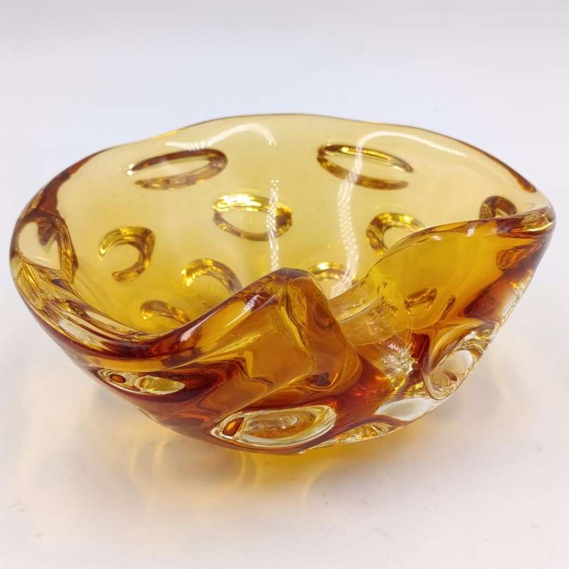Vintage handmade Amber glass Murano ashtray