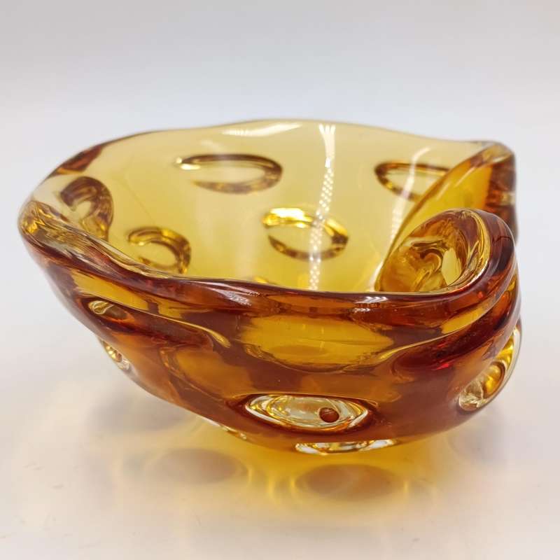 Vintage handmade Amber glass Murano ashtray
