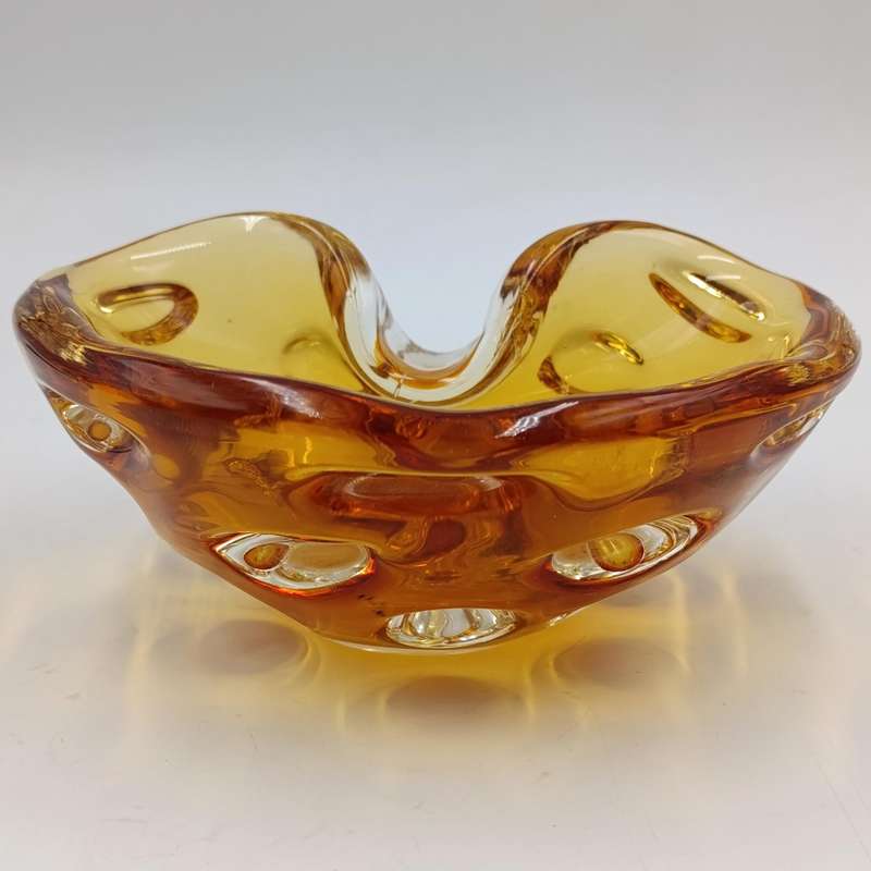 Vintage handmade Amber glass Murano ashtray