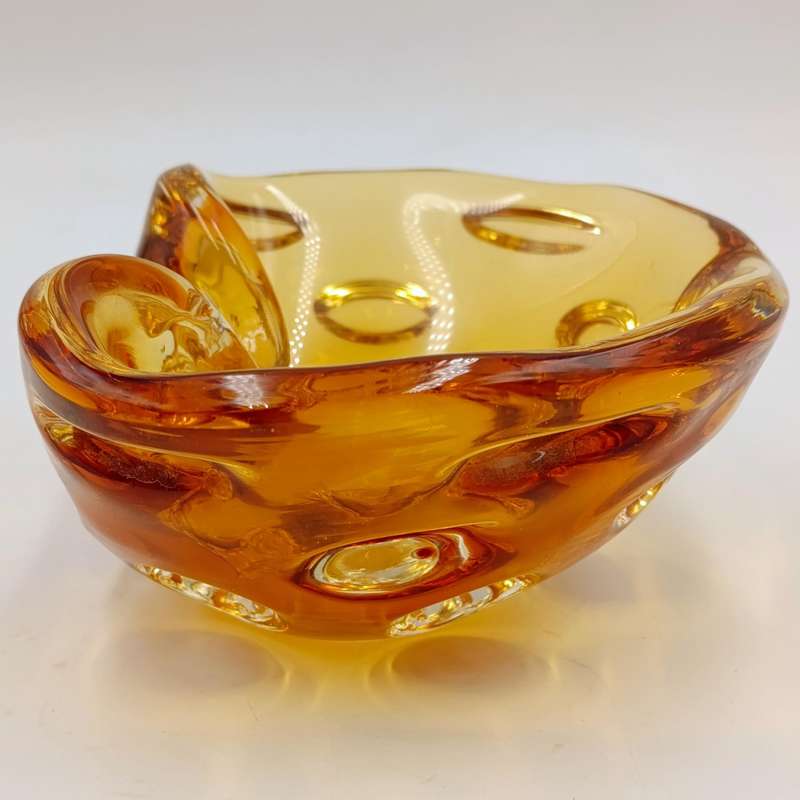 Vintage handmade Amber glass Murano ashtray