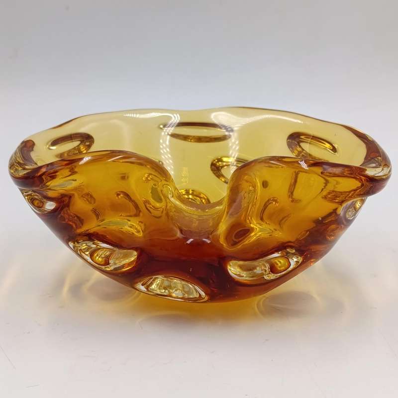 Vintage handmade Amber glass Murano ashtray