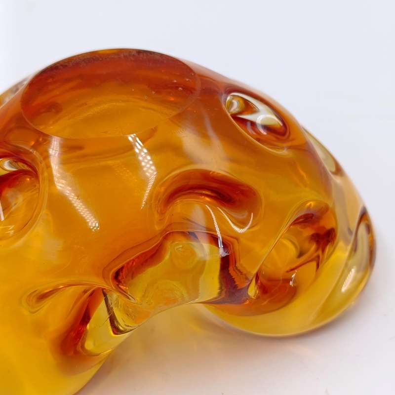 Vintage handmade Amber glass Murano ashtray