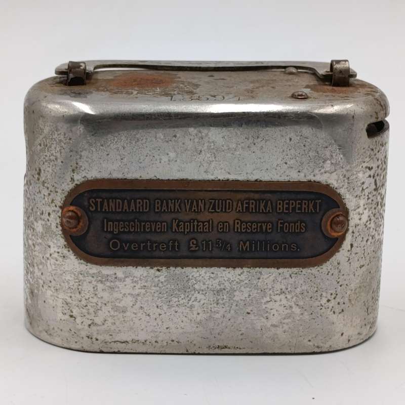 Vintage Standard Bank van Zuid-Afrika money box - no key #18594