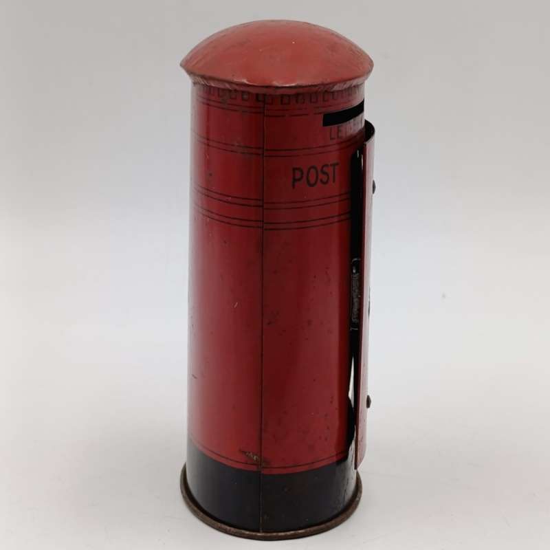 Vintage red Post office money box - with key - Chad Valley tin toys