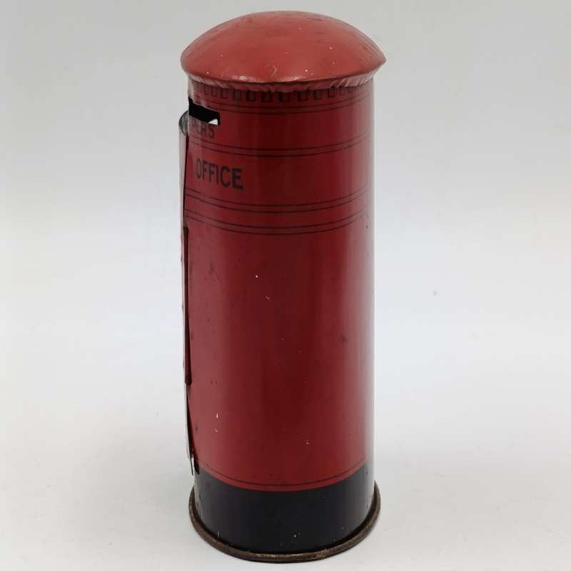 Vintage red Post office money box - with key - Chad Valley tin toys