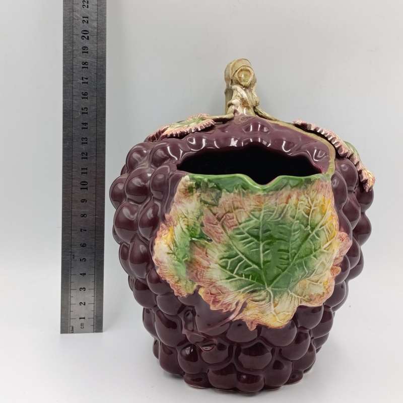 Vintage Majolica style porcelain grape pitcher - no markings
