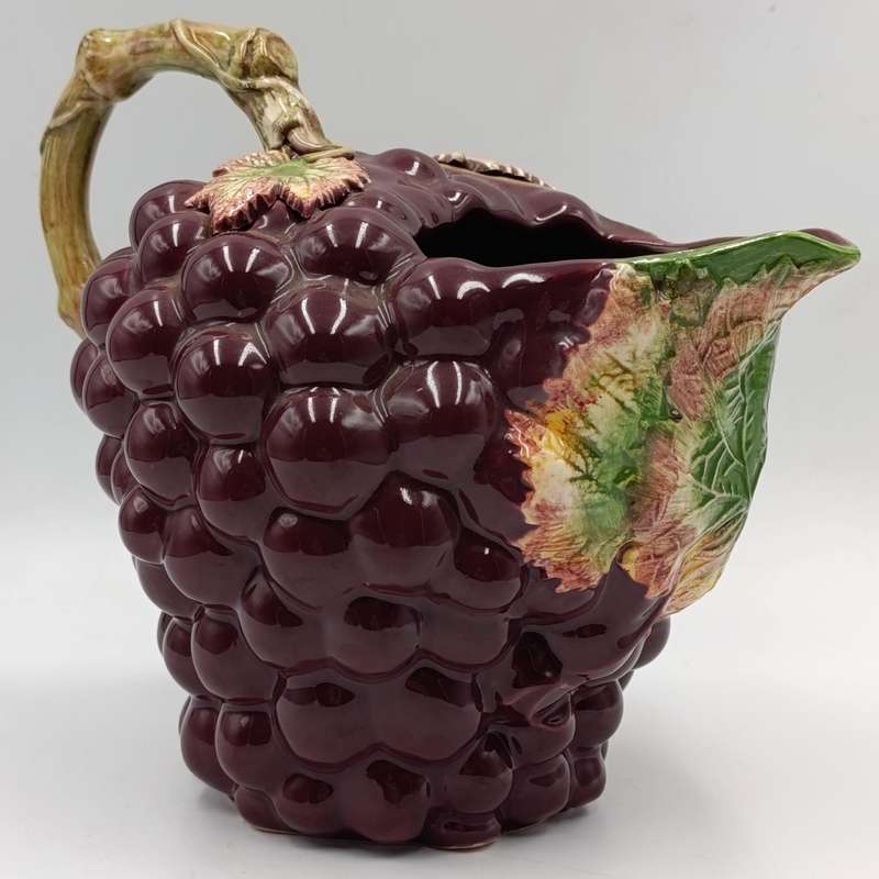 Vintage Majolica style porcelain grape pitcher - no markings