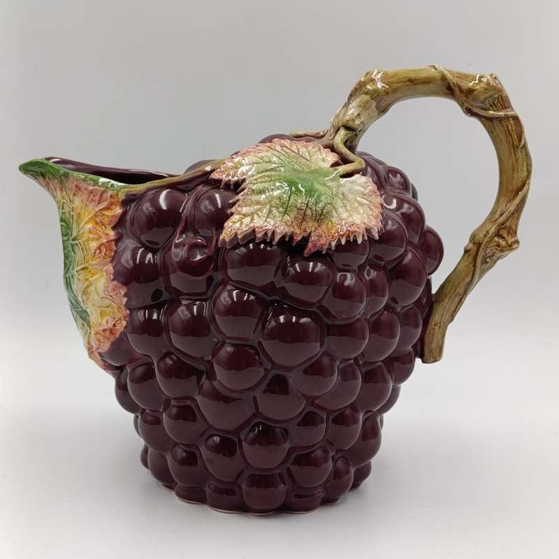 Vintage Majolica style porcelain grape pitcher - no markings