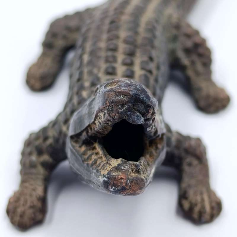Vintage metal crocodile figurine