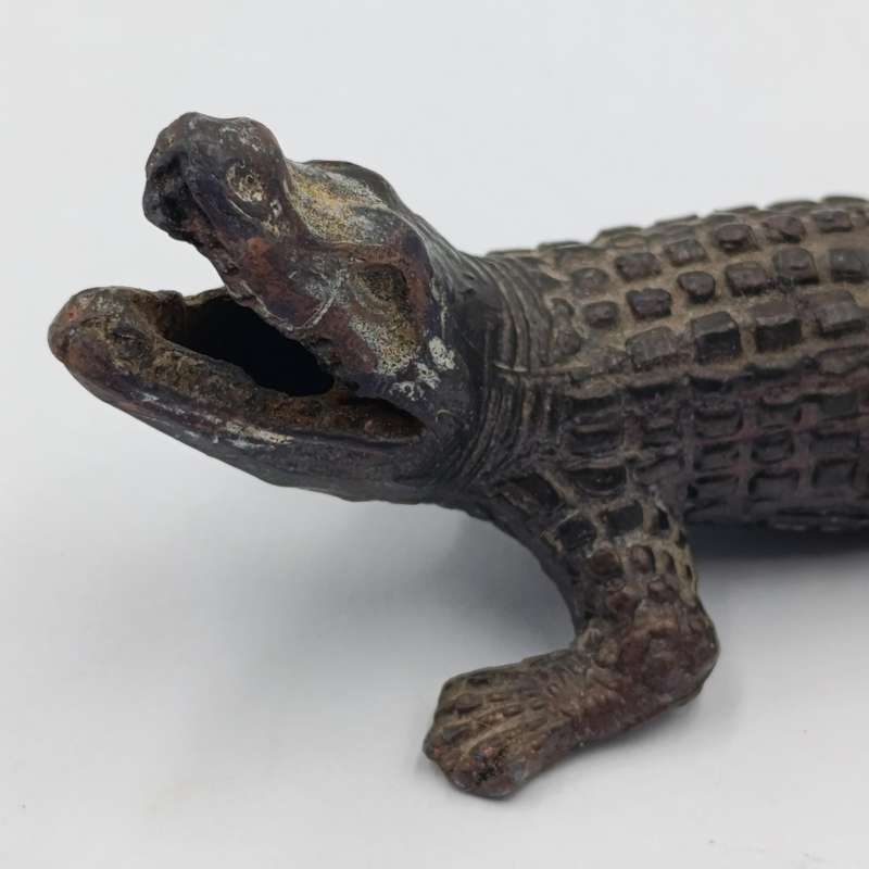 Vintage metal crocodile figurine