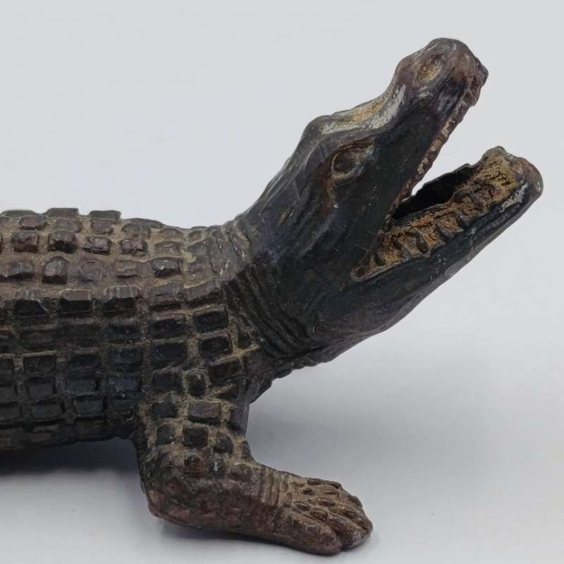 Vintage metal crocodile figurine