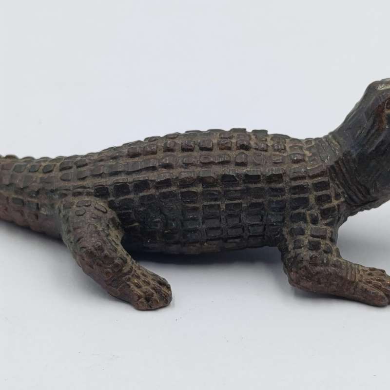 Vintage metal crocodile figurine