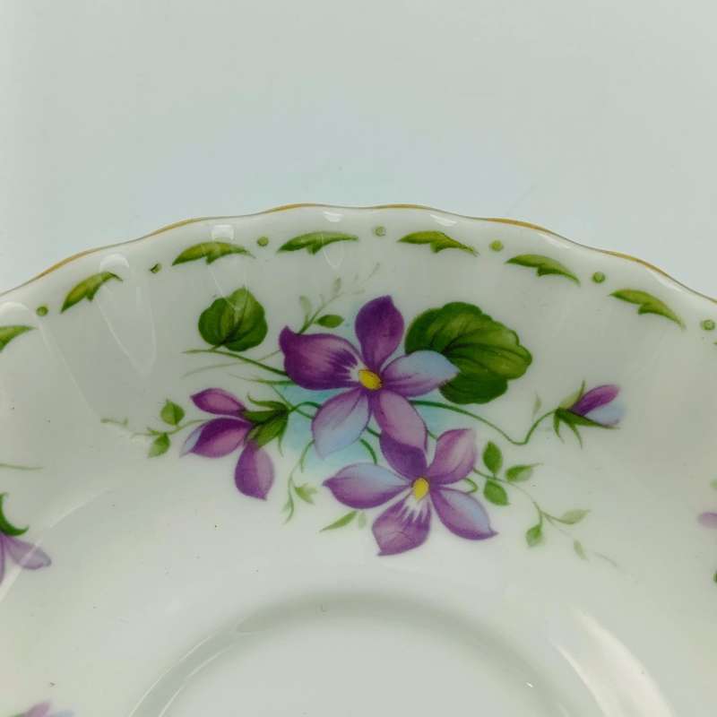 Vintage Royal Albert Violets February flower porcelain duo