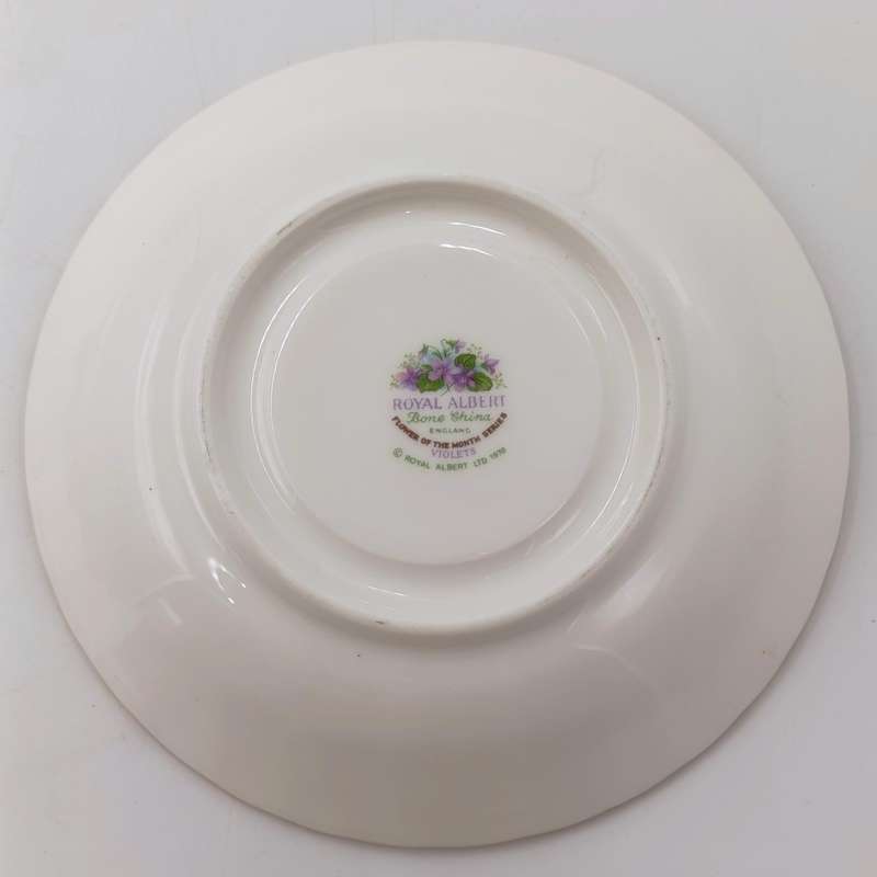 Vintage Royal Albert Violets February flower porcelain duo