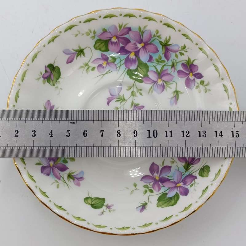 Vintage Royal Albert Violets February flower porcelain duo