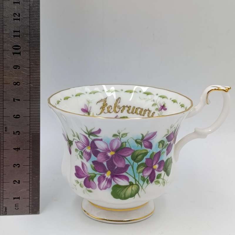 Vintage Royal Albert Violets February flower porcelain duo