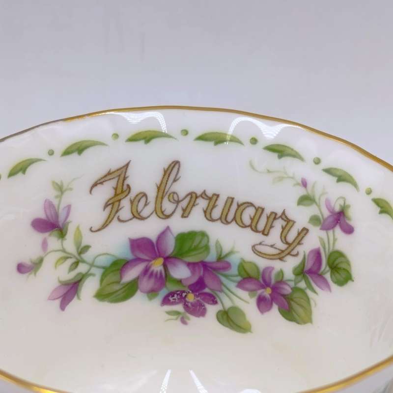 Vintage Royal Albert Violets February flower porcelain duo
