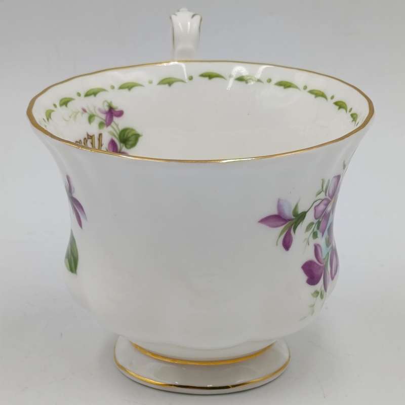 Vintage Royal Albert Violets February flower porcelain duo