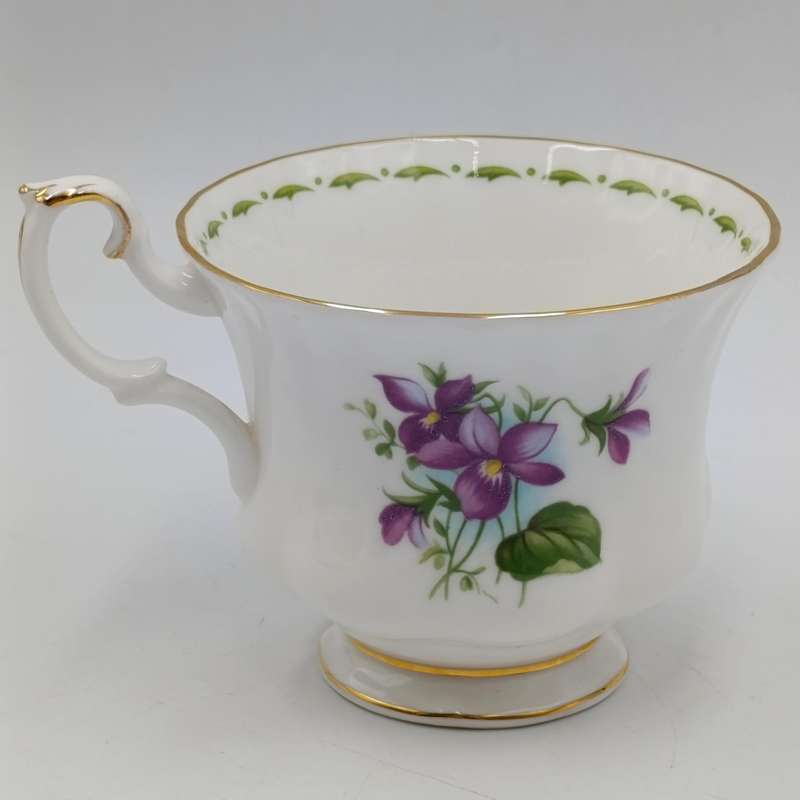 Vintage Royal Albert Violets February flower porcelain duo