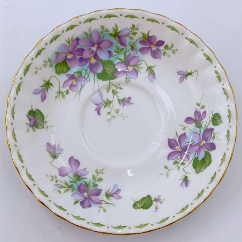 Vintage Royal Albert Violets February flower porcelain duo