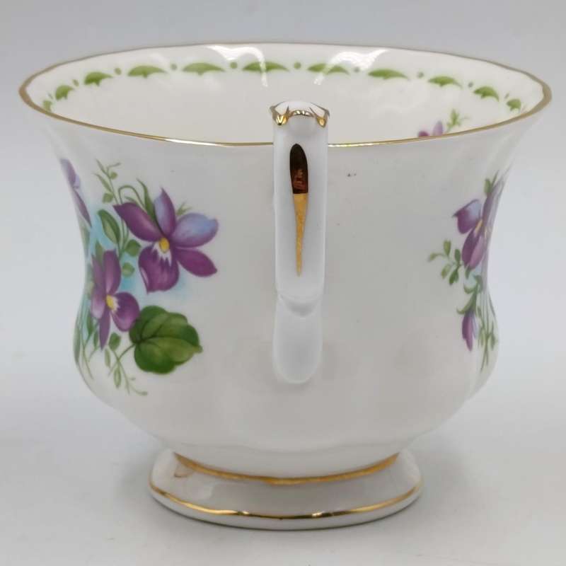 Vintage Royal Albert Violets February flower porcelain trio