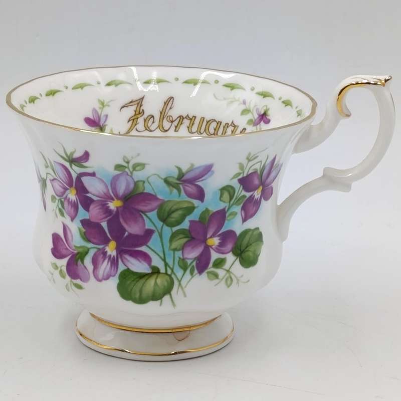 Vintage Royal Albert Violets February flower porcelain trio