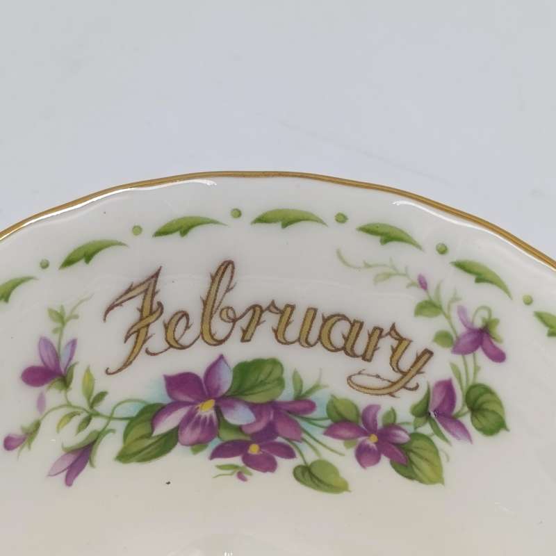 Vintage Royal Albert Violets February flower porcelain trio