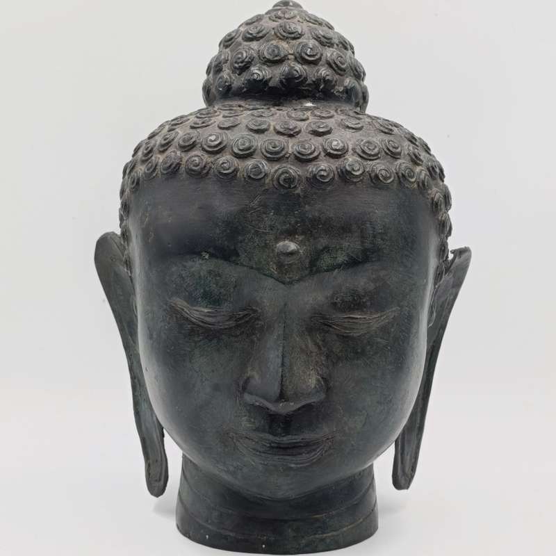 Vintage Bronze buddha head sculpture