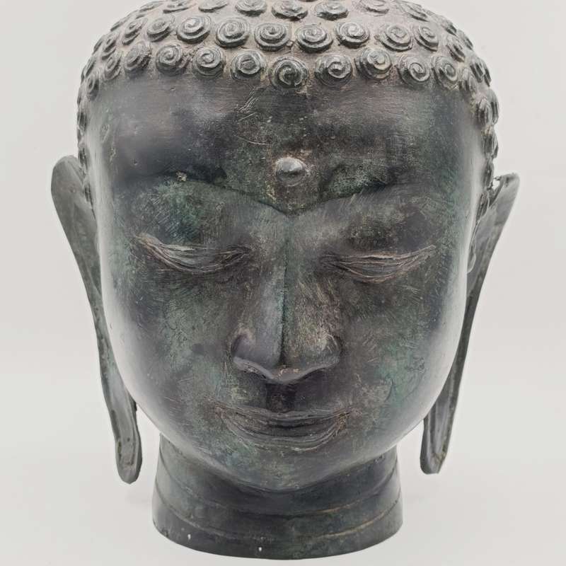 Vintage Bronze buddha head sculpture