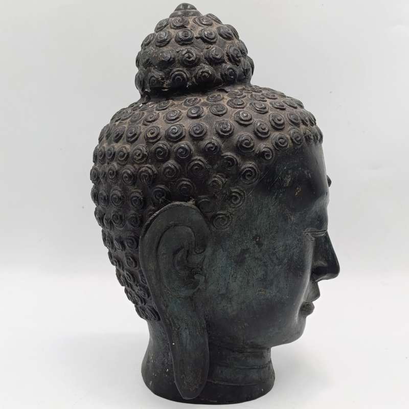 Vintage Bronze buddha head sculpture