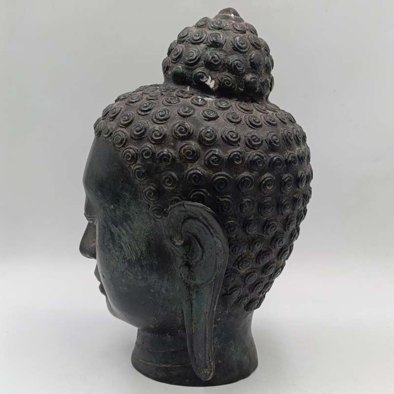 Vintage Bronze buddha head sculpture