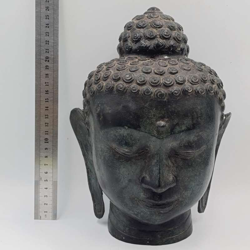 Vintage Bronze buddha head sculpture