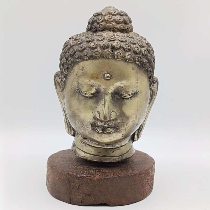 Vintage brass buddha head sculpture