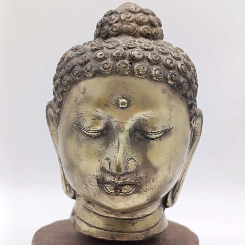 Vintage brass buddha head sculpture