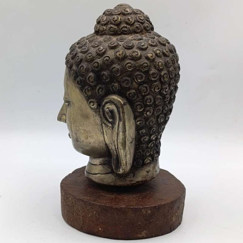 Vintage brass buddha head sculpture