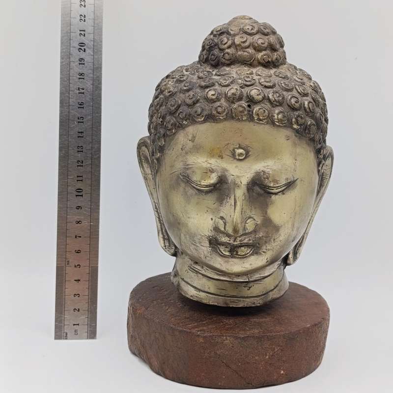 Vintage brass buddha head sculpture