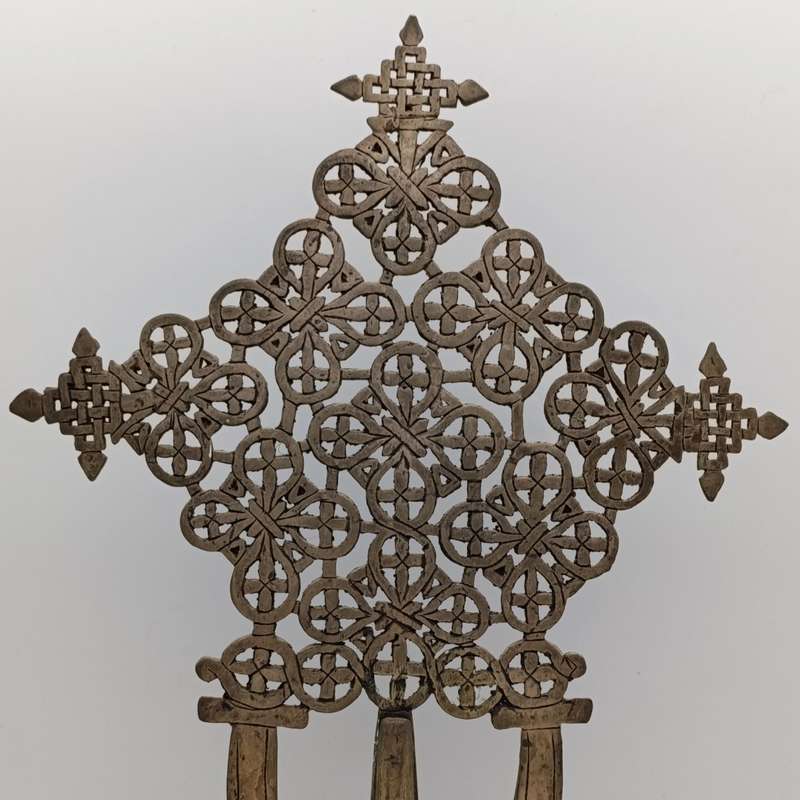Vintage silvered bronze Ethopian cross sculpture