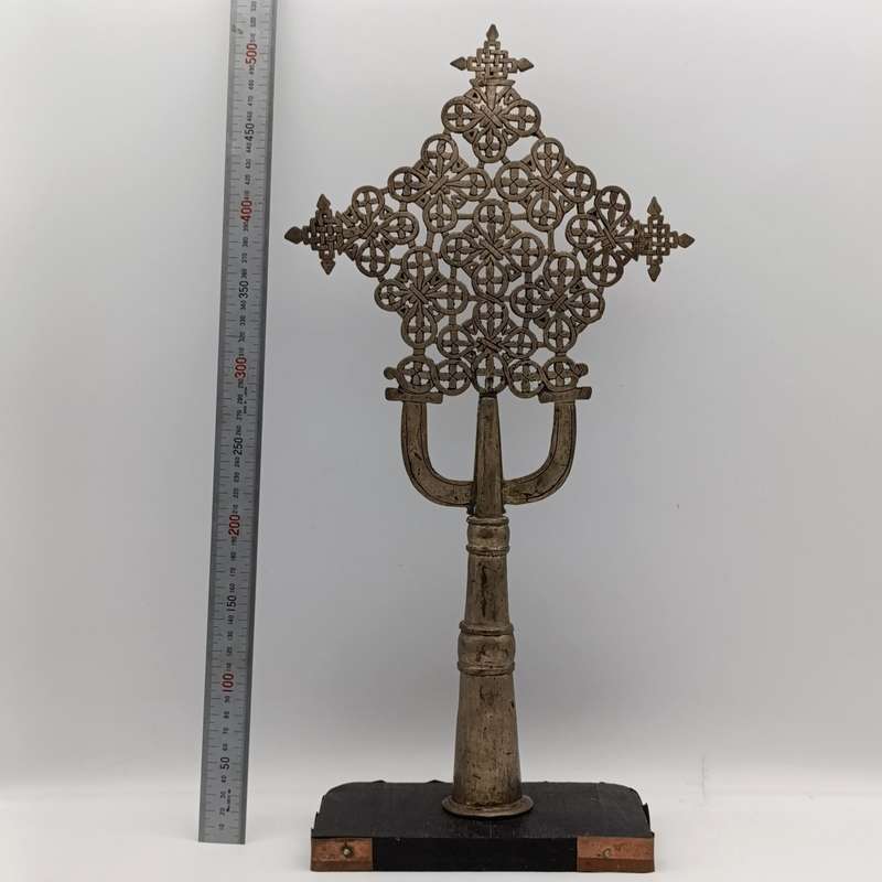 Vintage silvered bronze Ethopian cross sculpture