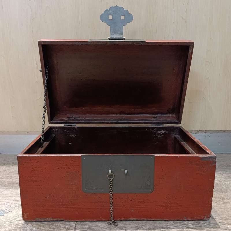Antique Chinese red wooden box